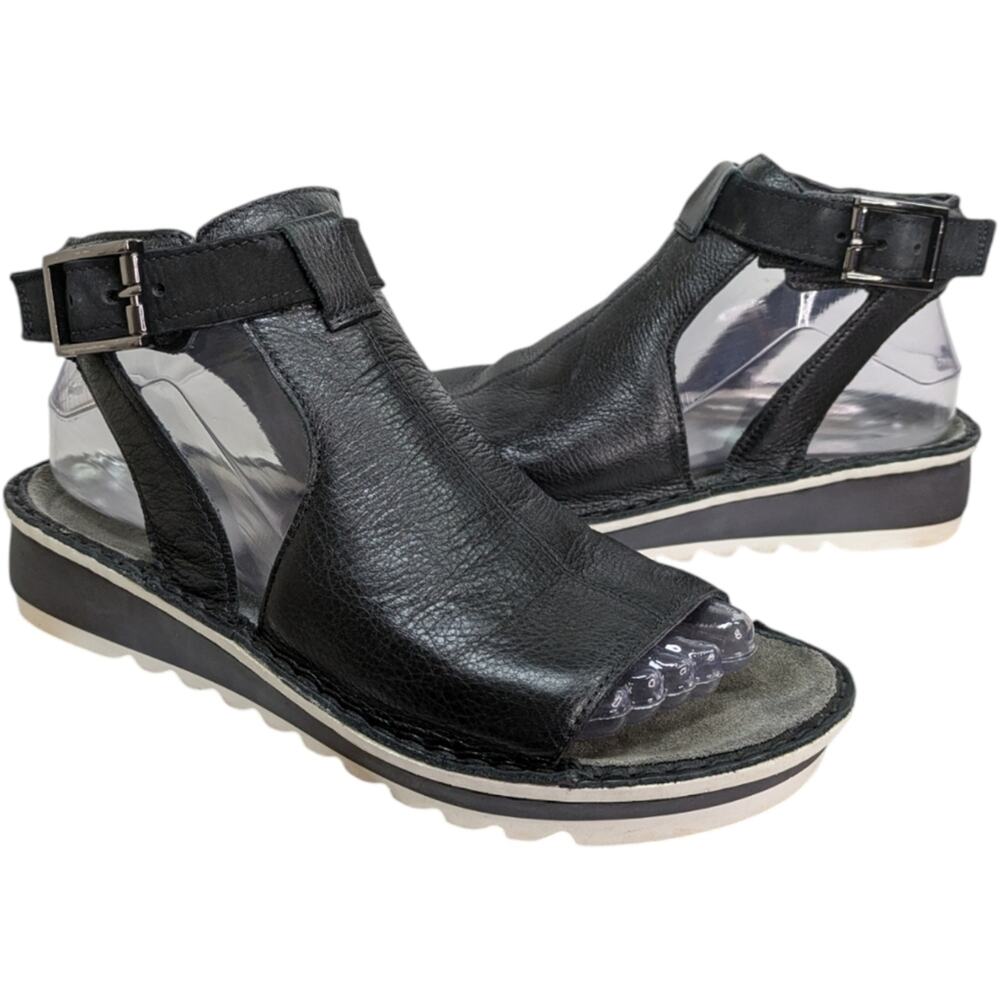 Black Leather Women's Sandals